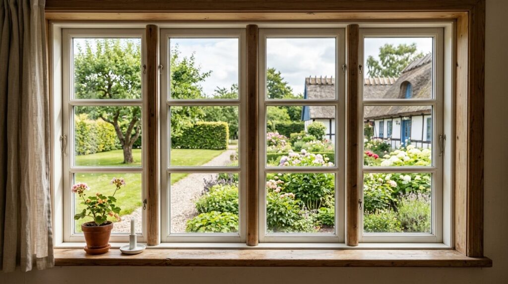 Interior view through a traditional Danish Dannebrog pattern